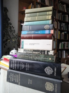 Photo of the tower of books used for this article